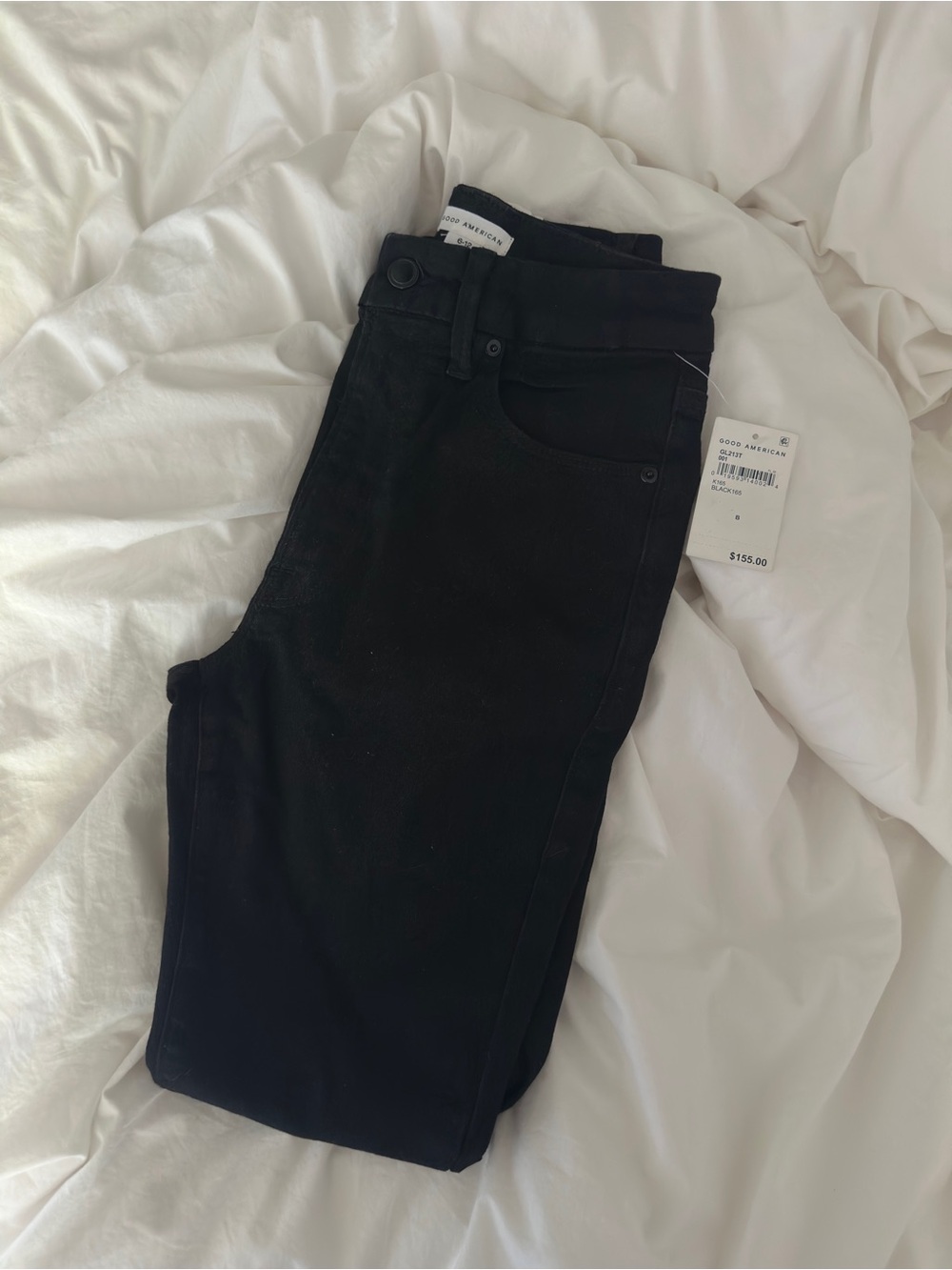 NWT Good American black high rise skin jeans